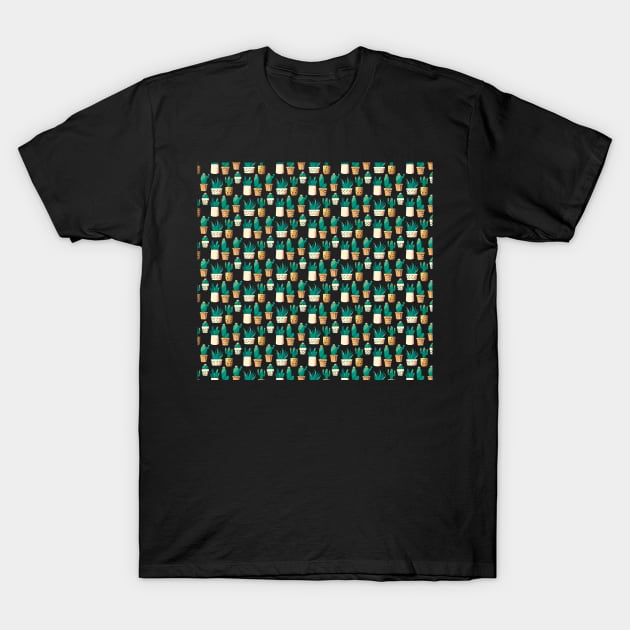 Cacti and Succulent Potted Plants T-Shirt by edwardecho
